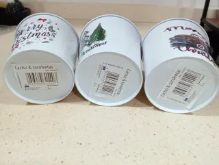 Juego 3 Cubre Macetas Metal Navidad