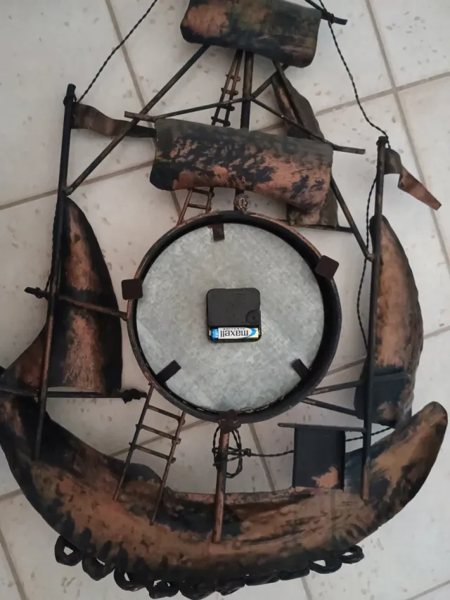 Orologio parete veliero vintage ferro battuto