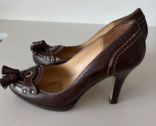 Zapatos tacón Massimo Dutti marrones