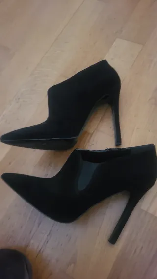 Botines Nine West Tacón Ante Negro