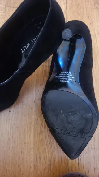 Botines Nine West Tacón Ante Negro