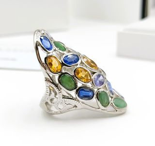 Anillo Plata 925 Esmeraldas y Citrinos Naturales