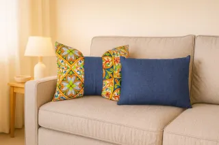 Coppia cuscini arredo fantasia floreale