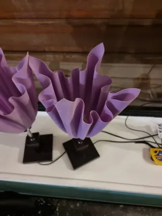 Coppia Lampade Design Tessuto Viola