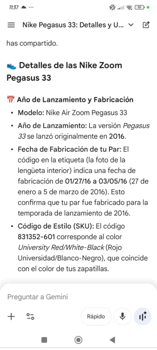 Nike Zoom Pegasus 33 Rojas