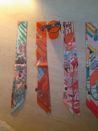 Pañuelo Seda Hermès Naranja y Rosa