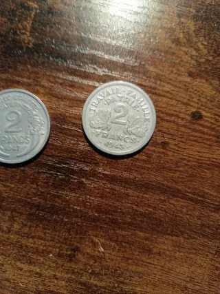 Lotto 2 Monete Francesi da 2 franchi 1947 1943