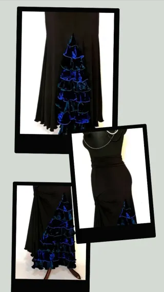 Falda Flamenca Negra con Volantes Multicolor