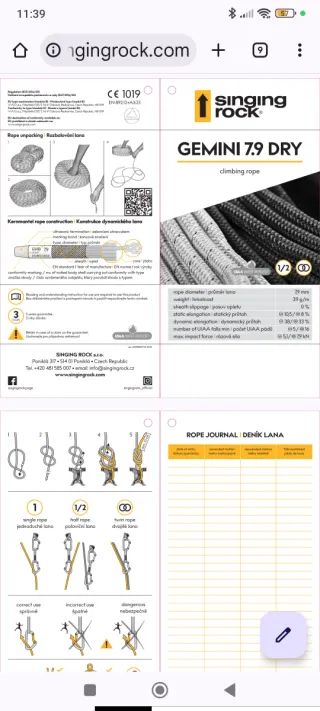 Cuerda Singingrock Gemini 7.9 mm 30metros