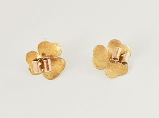 Pendientes Oro 14k Flor Rosa 12 mm 1 gr.