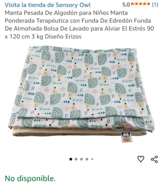 Manta lastrada infantil Sensory Owl