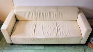 Sofá Blanco Crema Polipiel 3 plazas Ikea