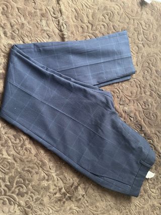 Pantalones de traje a cuadros azul marino