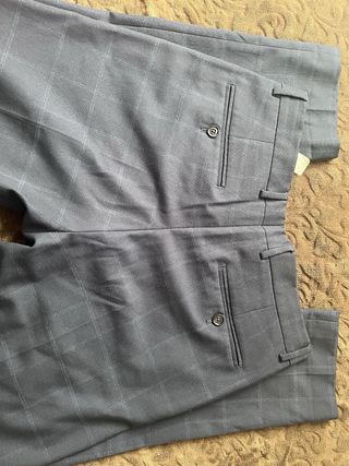 Pantalones de traje a cuadros azul marino