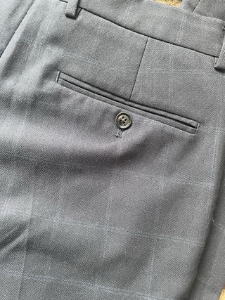 Pantalones de traje a cuadros azul marino