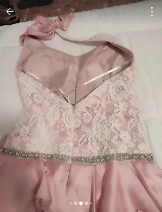 Vestido fiesta Sonia Peña rosa y blanco