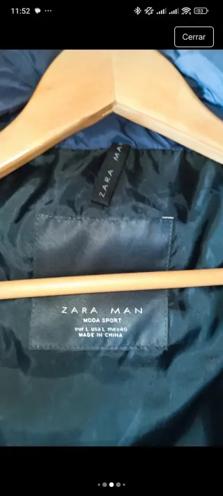 Abrigo de plumas azul Zara