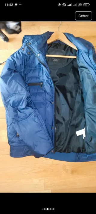 Abrigo de plumas azul Zara