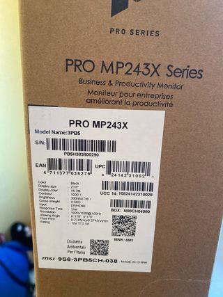 Monitor MSI PRO MP243X 100Hz Negro