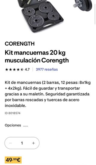 Kit Mancuernas Decathlon 20kg