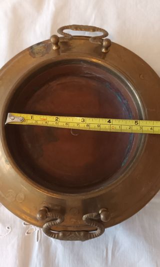 Braciere antico in rame e ottone con manici