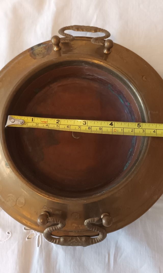 Braciere antico in rame e ottone con manici