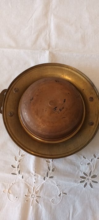 Braciere antico in rame e ottone con manici