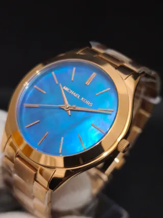 Reloj Michael Kors Slim Runway Azul Nacar Mujer