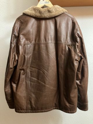 Chaqueta de piel marrón hombre