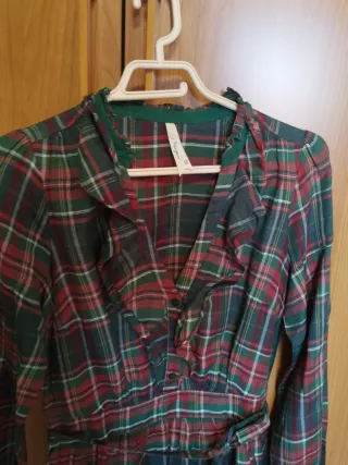 Vestido Pape Jeans cuadros verde y rojo Talla M