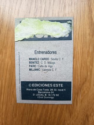 Cromo Entrenadores Miljanic álbum Liga Este 82-83