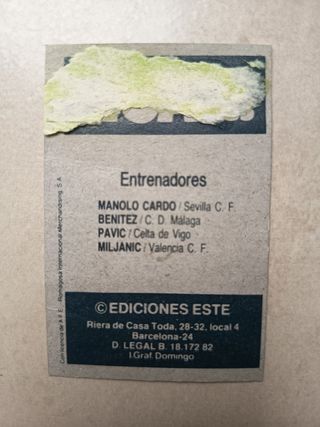 Cromo Entrenadores Miljanic álbum Liga Este 82-83