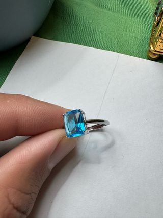 Anillo Plata 925 Ajustable Piedra Azul