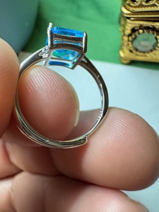 Anillo Plata 925 Ajustable Piedra Azul