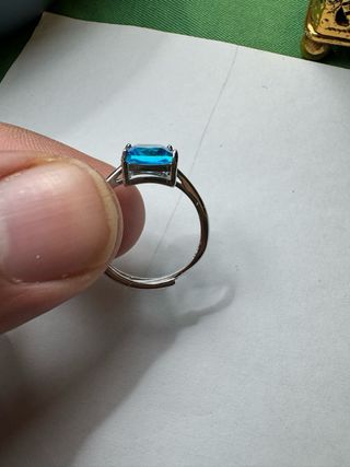 Anillo Plata 925 Ajustable Piedra Azul