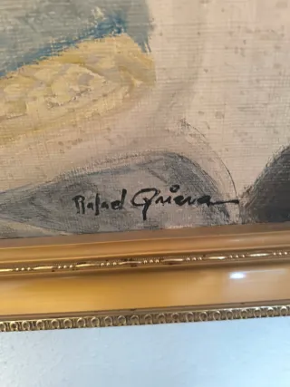 Cuadro antiguo vintage mujer sentada