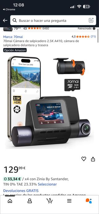 Dash Cam 70mai con Cables