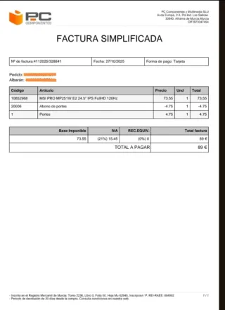 PACK(Monitor MSI PRO MP257W E2 + Teclado + Soporte