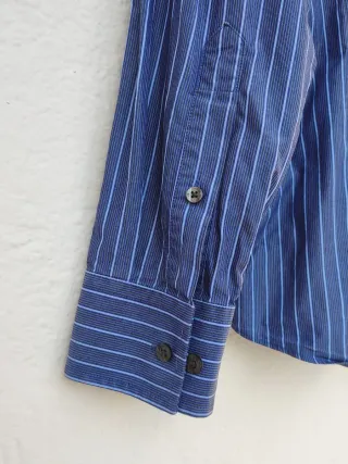 Camisa Slim Fit Calvin Klein Rayas Azul Talla M