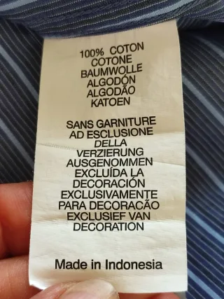 Camisa Slim Fit Calvin Klein Rayas Azul Talla M