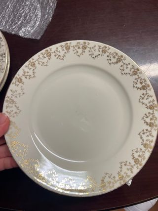 Set 6 piattini frutta/dolce porcellana oro