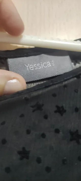 Blusa negra manga larga transparente