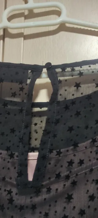 Blusa negra manga larga transparente