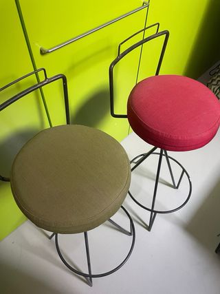 2 Taburetes Hierro Asiento Tejido