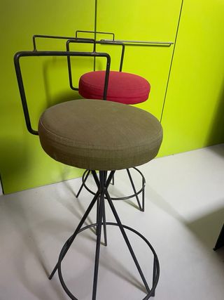 2 Taburetes Hierro Asiento Tejido