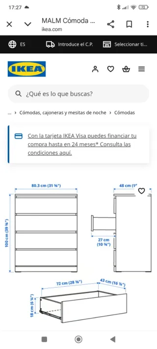 Cómoda 4 cajones blanca