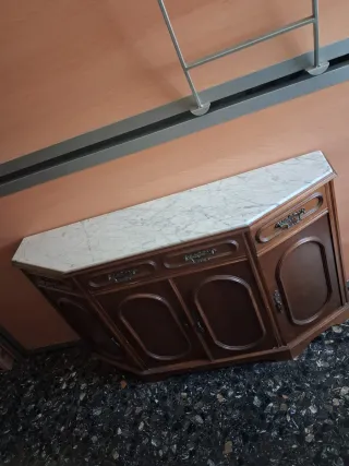 Recibidor taquillon antiguo mármol  madera vintage