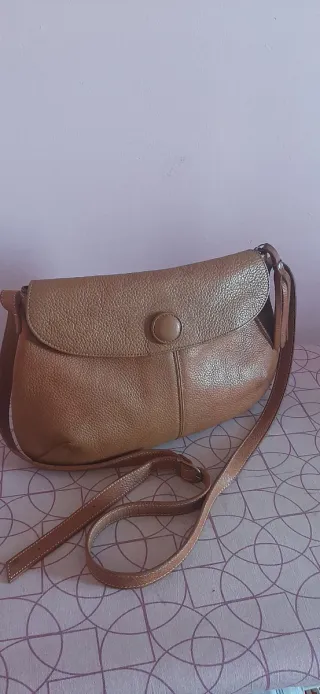 Bolso piel bandolera marrón