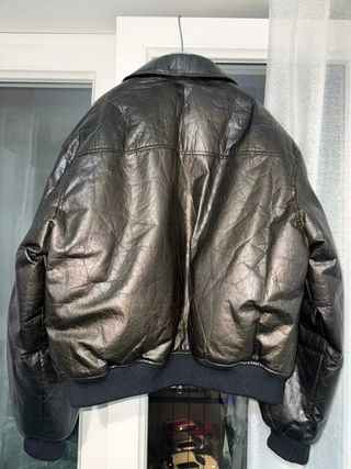 Giubbotto Bomber nero metallizzato effetto pelle