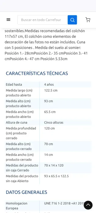 Cuna colecho de madera blanca